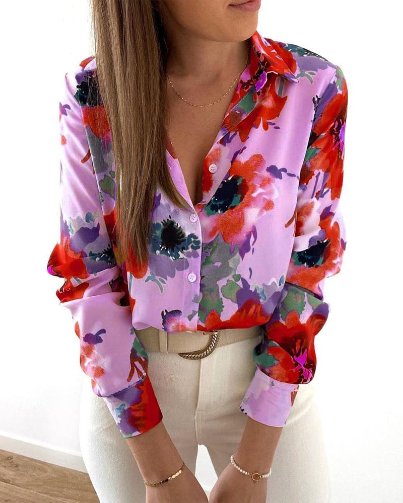 VelaVie - Bluse mit Blumen und langen Ärmeln