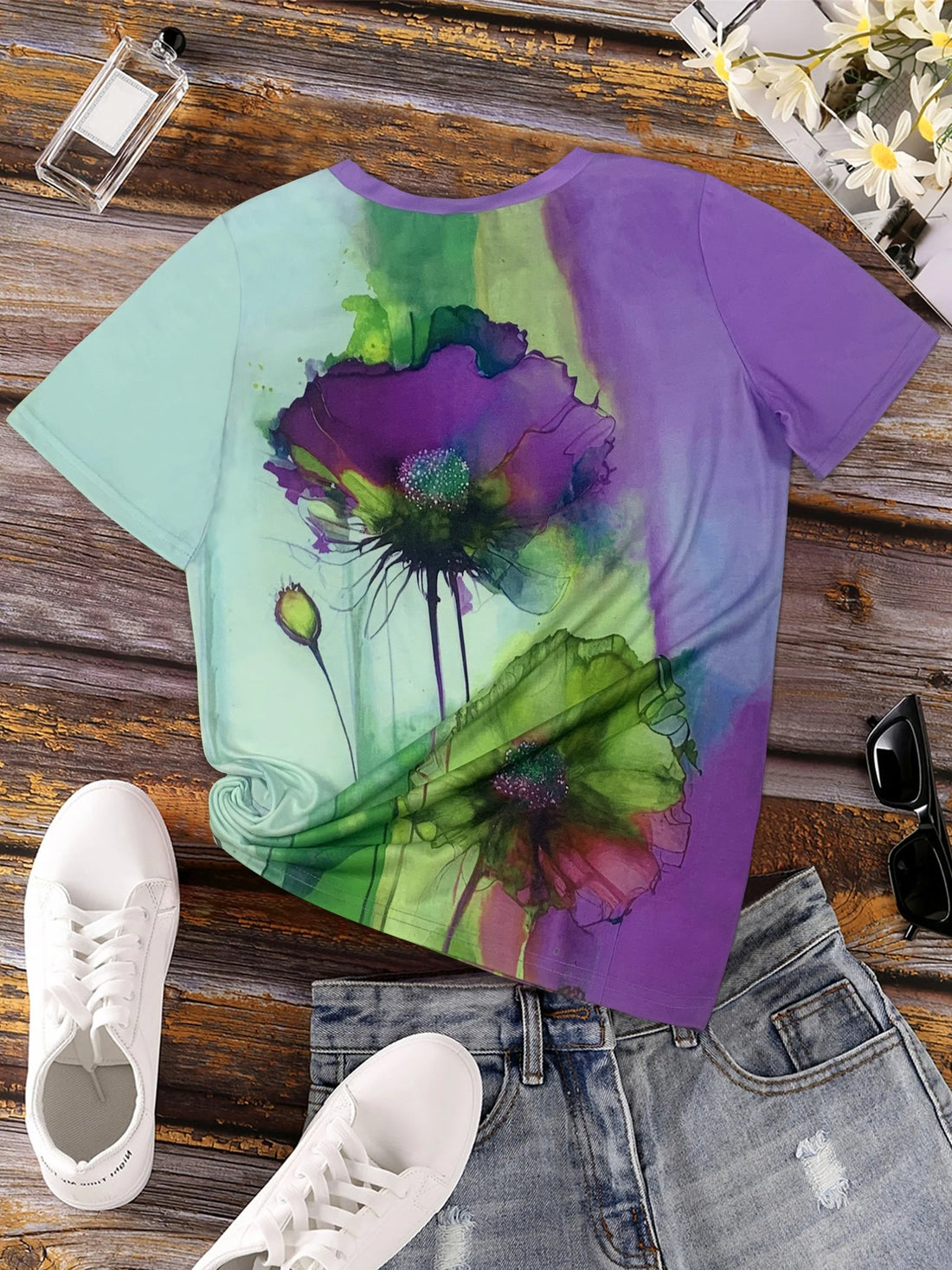 Fabienne - T-Shirt mit Blumendruck und kurzen Ärmeln