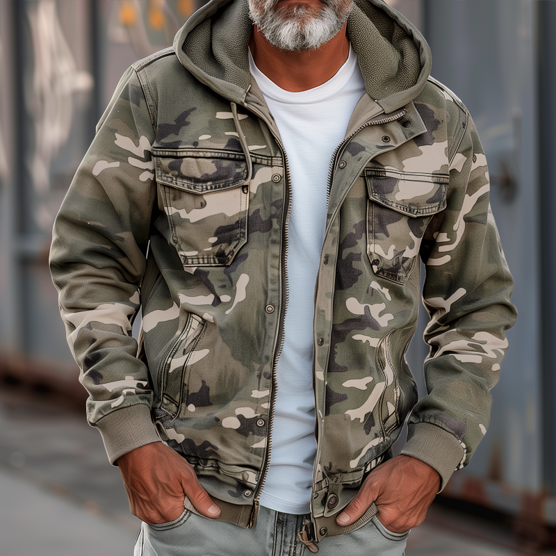 Glacium™ | Camouflage Cargo-Jacke mit Kapuze und Mehrzwecktaschen