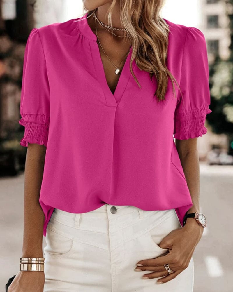 Elara | Chic V-Ausschnitt Bluse für Frauen