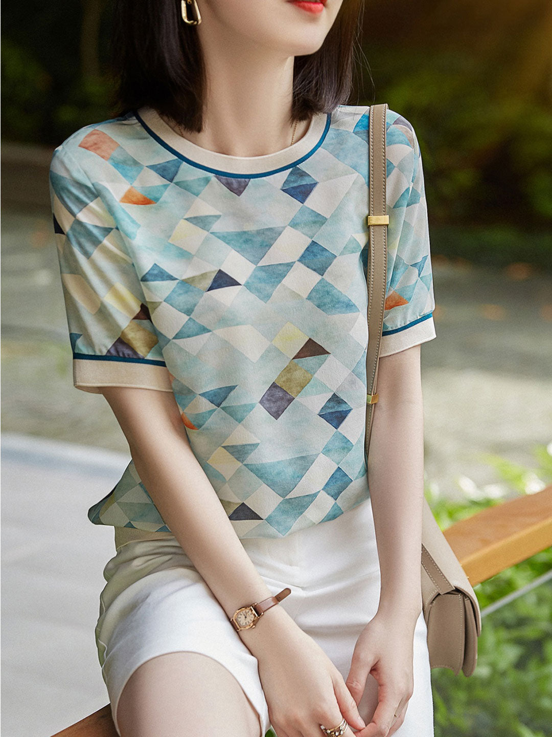 Louie | Stylisches Kontrasthemd mit modernem geometrischem Druck