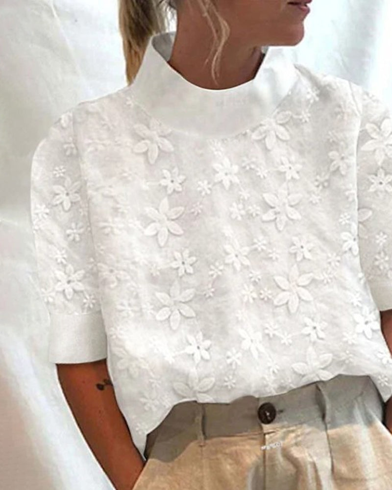 Ruby - Trend Baumwollbluse mit Stehkragen
