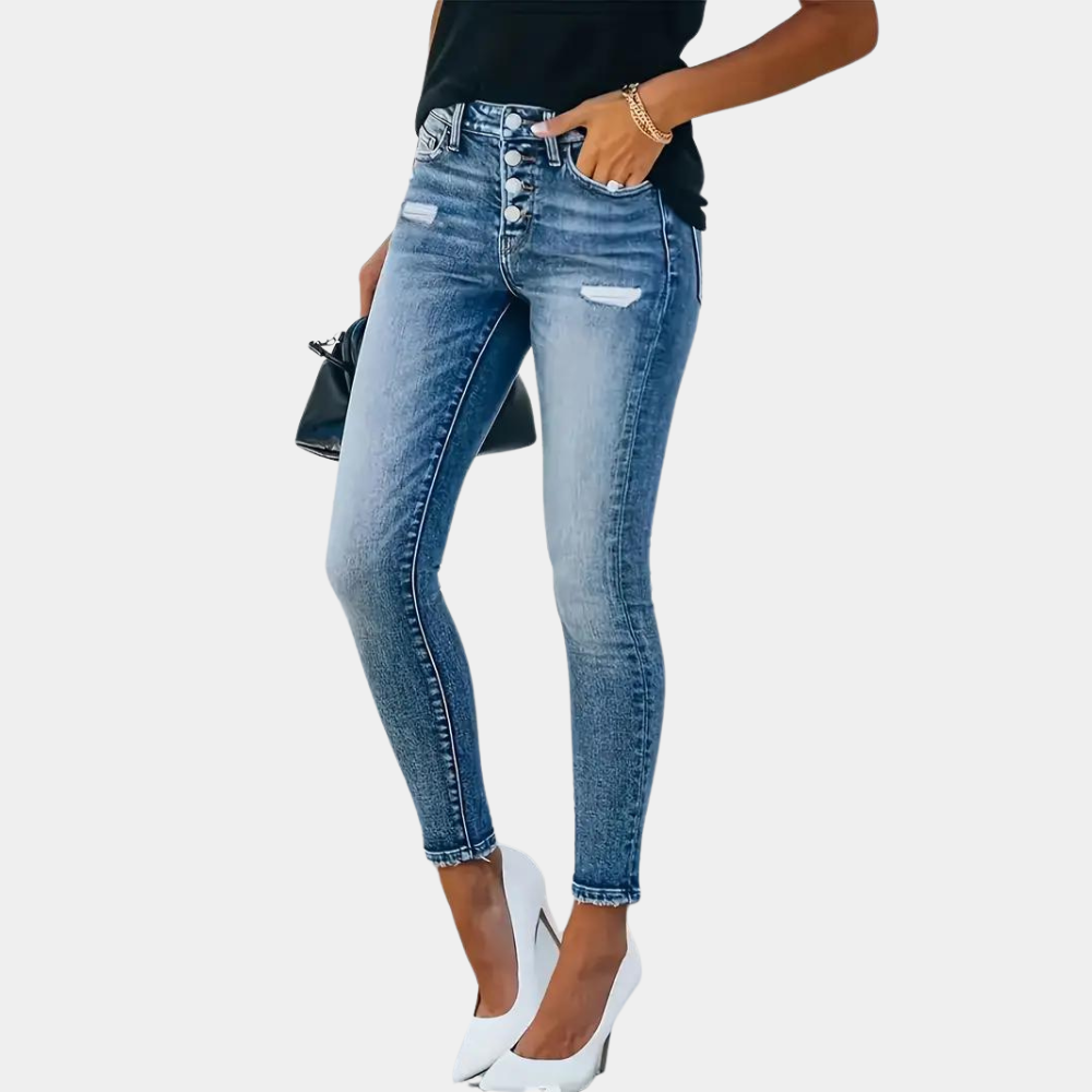 Ember - Skinny Damenjeans mit Knöpfen
