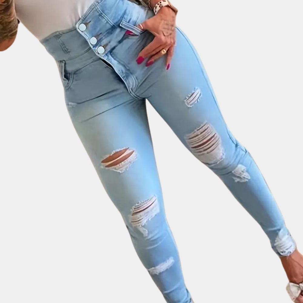 Elizabete - Zerrissene Jeans mit hoher Taille für Frauen