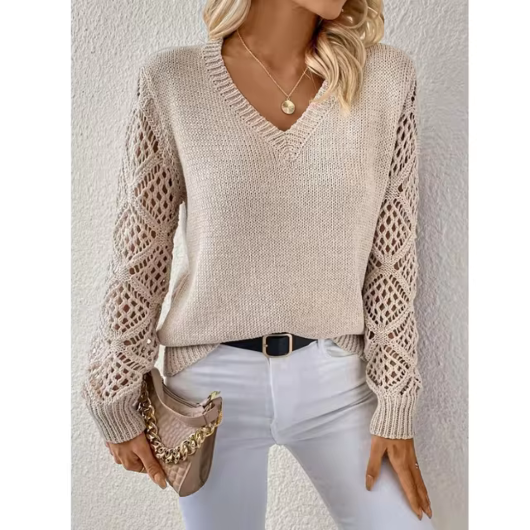 Opale™ | Lässiger V-Ausschnitt Strickpullover