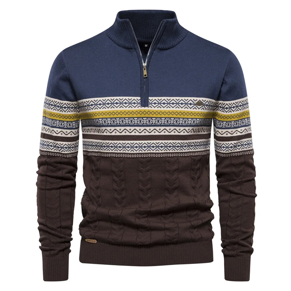Evelane™ | Fair Isle Pullover mit halbem Reißverschluss