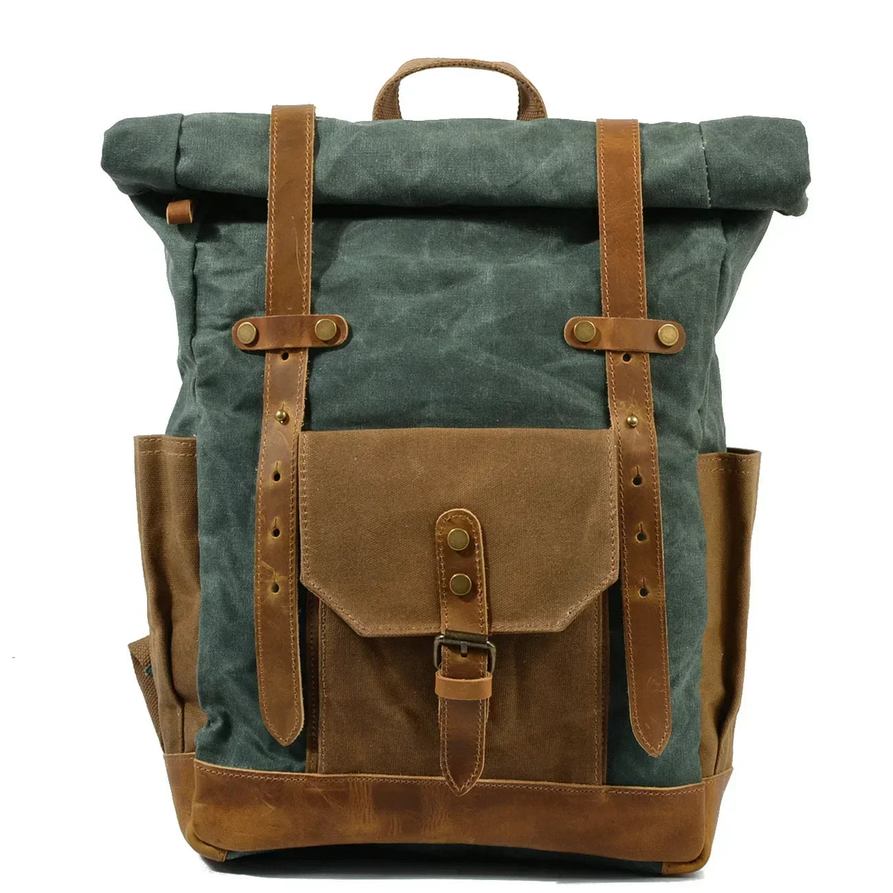 Finn | Stilvoller militärischer Segeltuchrucksack mit Roltop für Wandern und Laptop