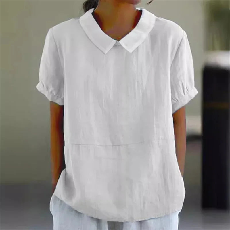 Sophie | Bequeme Baumwoll-Leinen-Bluse mit Peter-Pan-Kragen