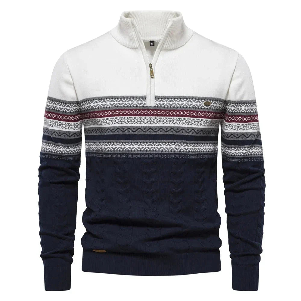 Evelane™ | Fair Isle Pullover mit halbem Reißverschluss