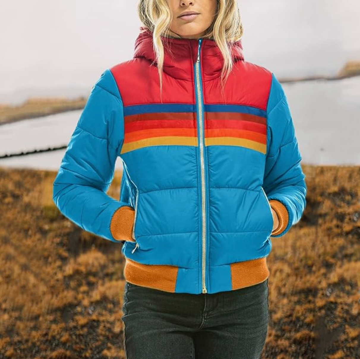 Malau™ - Mehrfarbige Retro-Daunenjacke