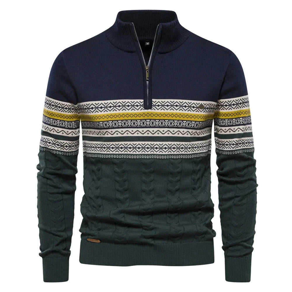 Evelane™ | Fair Isle Pullover mit halbem Reißverschluss