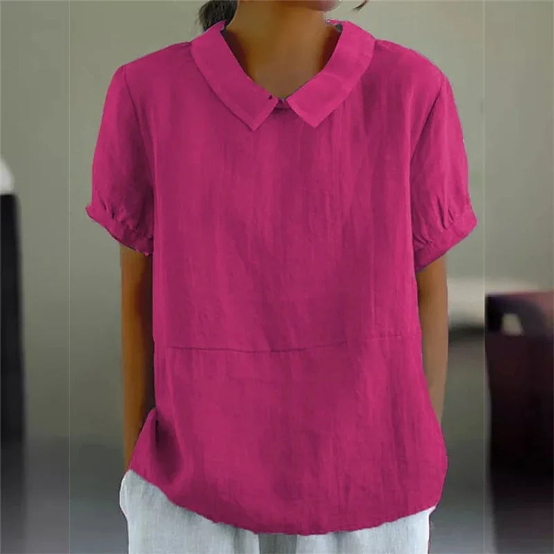 Sophie | Bequeme Baumwoll-Leinen-Bluse mit Peter-Pan-Kragen