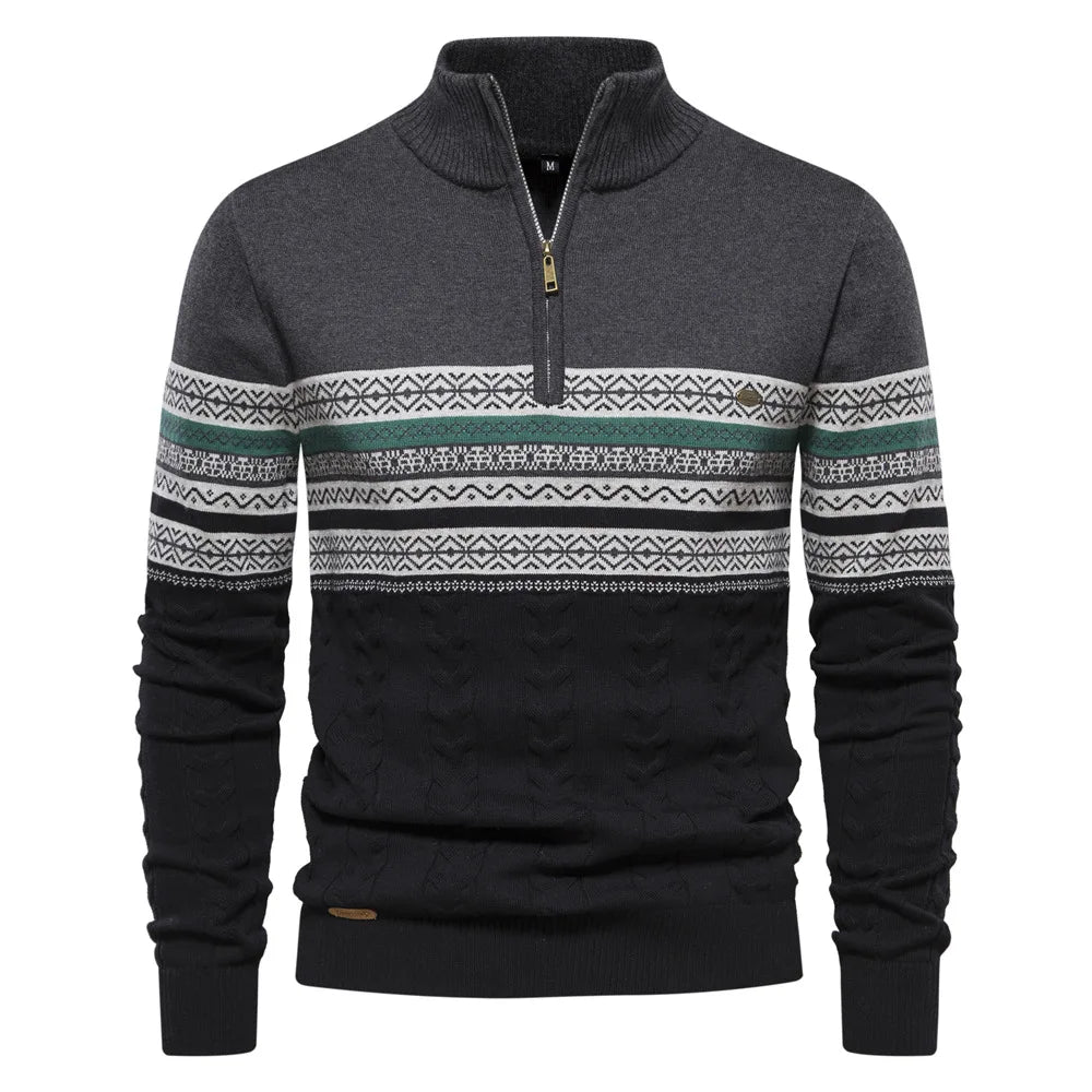 Evelane™ | Fair Isle Pullover mit halbem Reißverschluss
