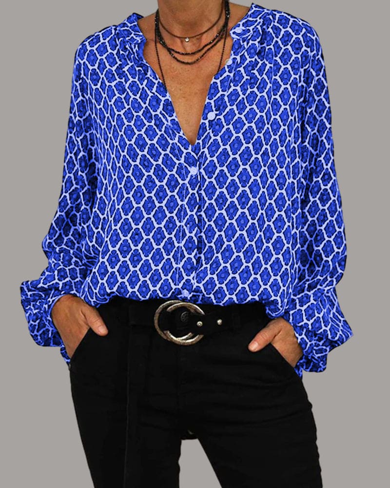Cleo | Boho Chic V-Ausschnitt Bluse Frühling