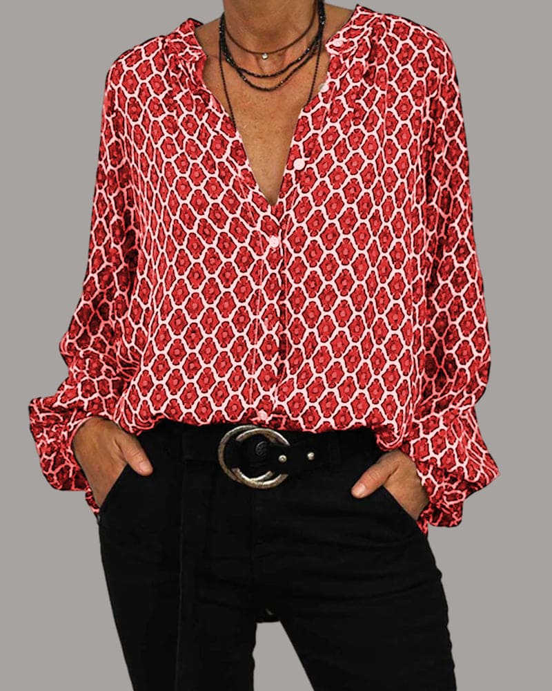 Cleo | Boho Chic V-Ausschnitt Bluse Frühling