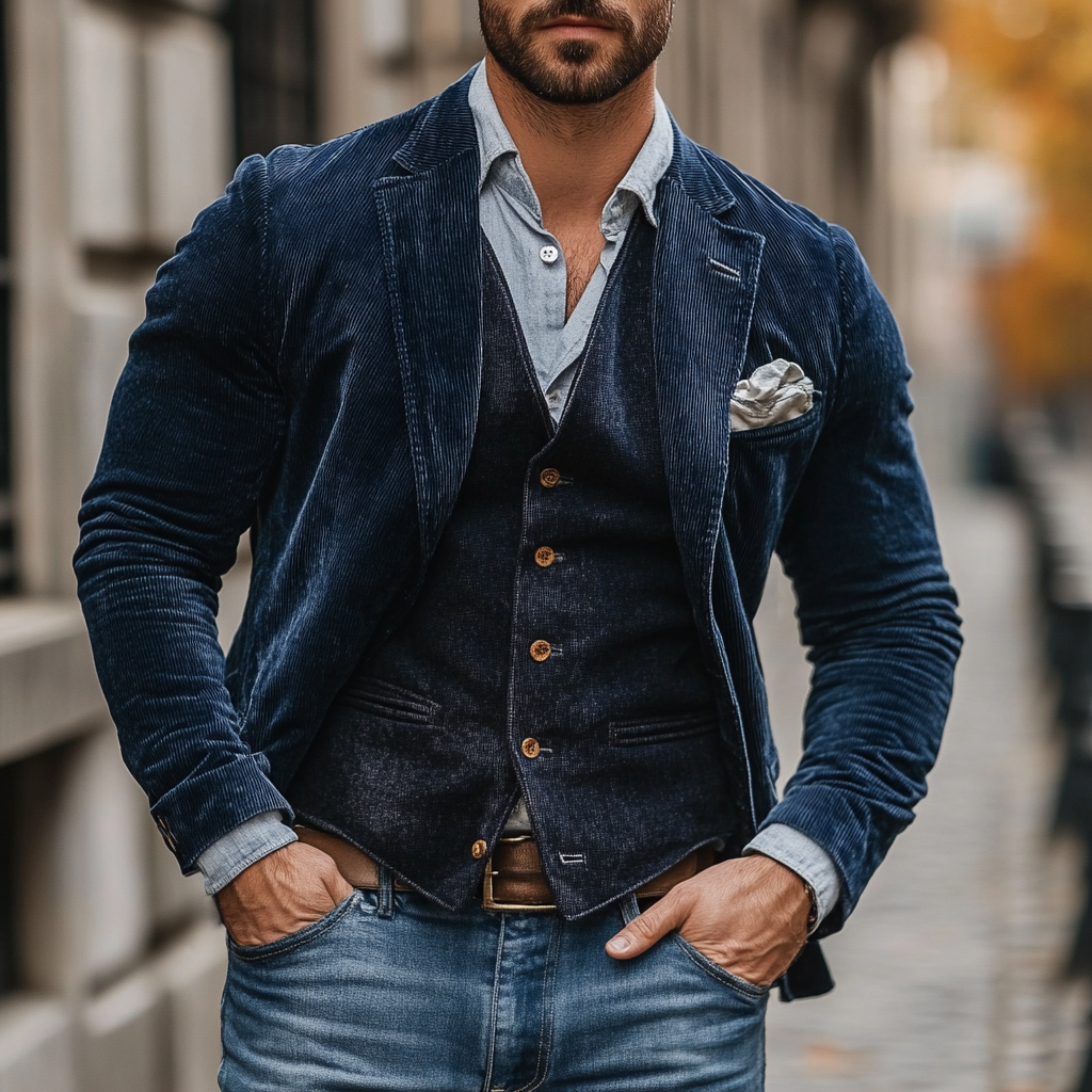 Eryva™ | Vintage Blazer und Weste Set