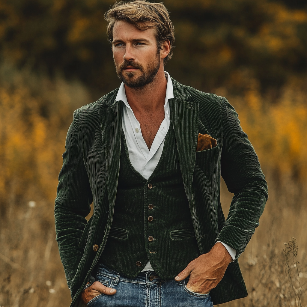 Eryva™ | Vintage Blazer und Weste Set
