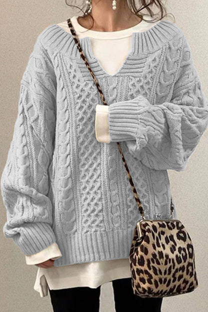 Anna™ | Lässiger Pullover mit langen Ärmeln und V-Ausschnitt uni