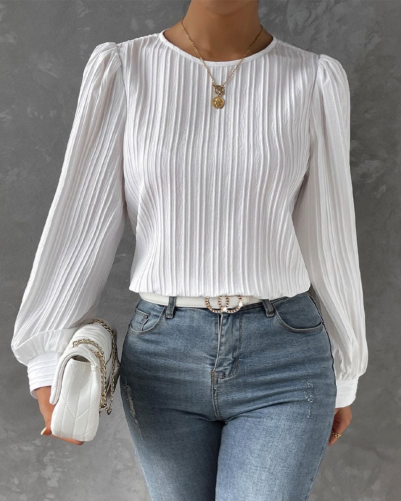Melissa | Strukturierte Bluse mit Laternenärmeln für Frauen