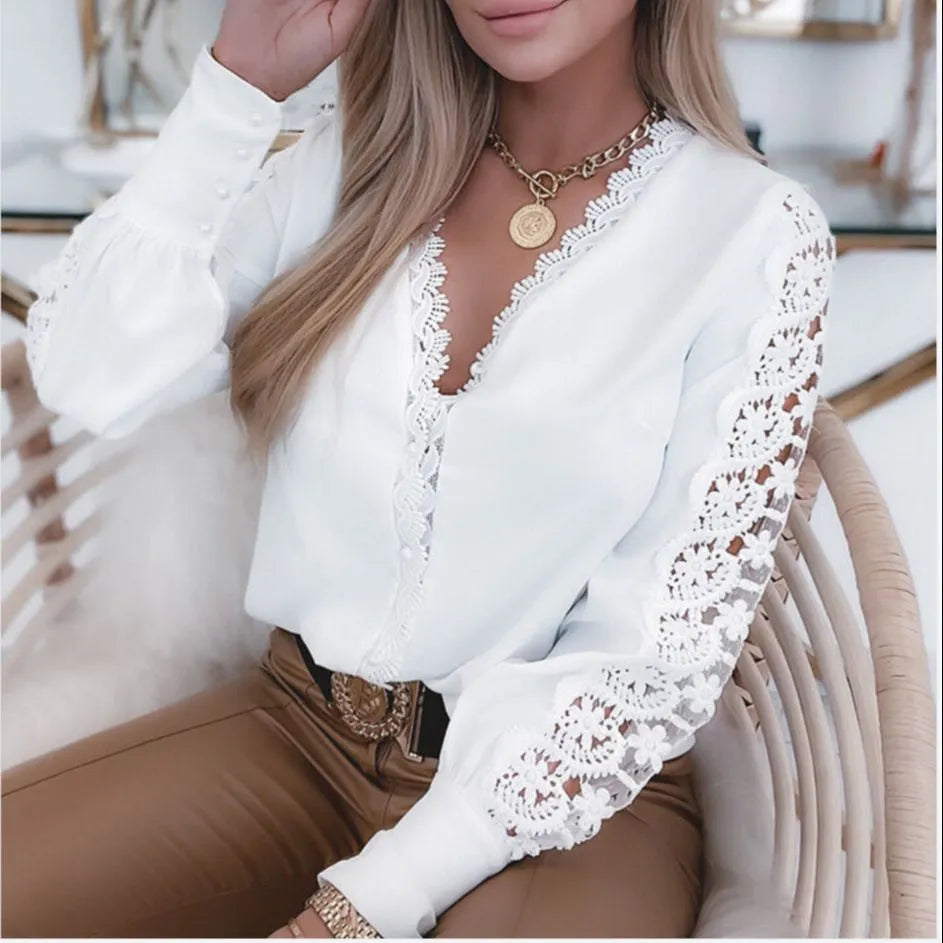 Grace - Elegante weiße Bluse für Frauen, Stil 2025