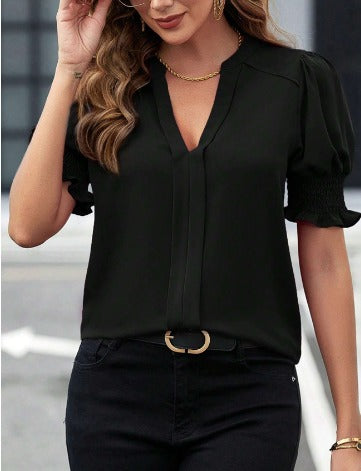 Elara | Chic V-Ausschnitt Bluse für Frauen