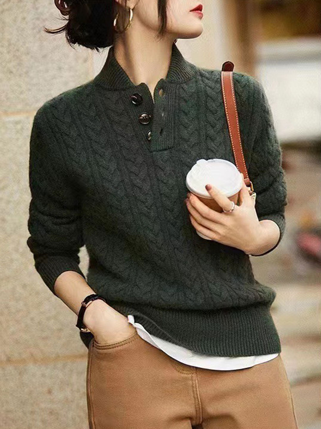 Charelle Pullover | Retro-Zopfstrickpullover