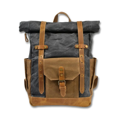 Finn | Stilvoller militärischer Segeltuchrucksack mit Roltop für Wandern und Laptop