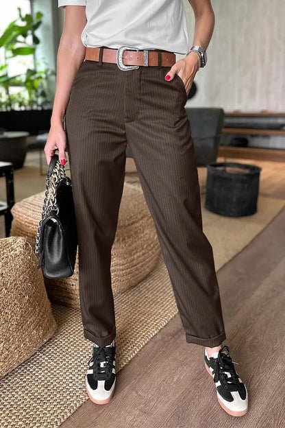 Sylvara™ | Elegante gestreifte Tailleurhose
