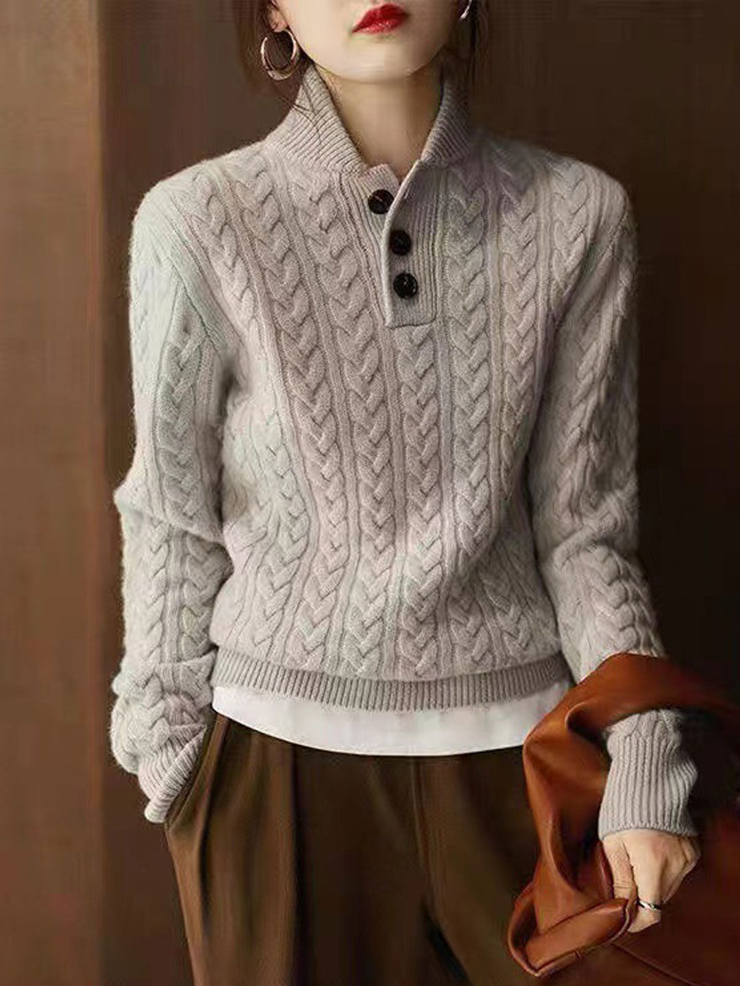 Charelle Pullover | Retro-Zopfstrickpullover