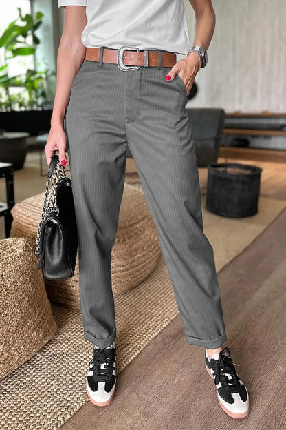 Sylvara™ | Elegante gestreifte Tailleurhose