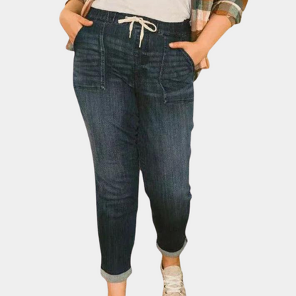 Damenhose mit hoher Taille und Kordelzug