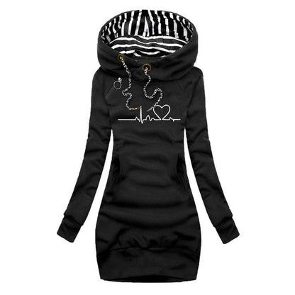 Elviora™ | Bedrucktes Heartbeat-Pulloverkleid