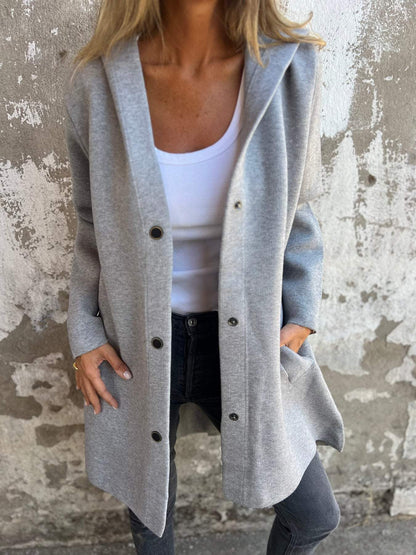 Ella | Lässige Kapuzenjacke mit einreihiger Knopfleiste
