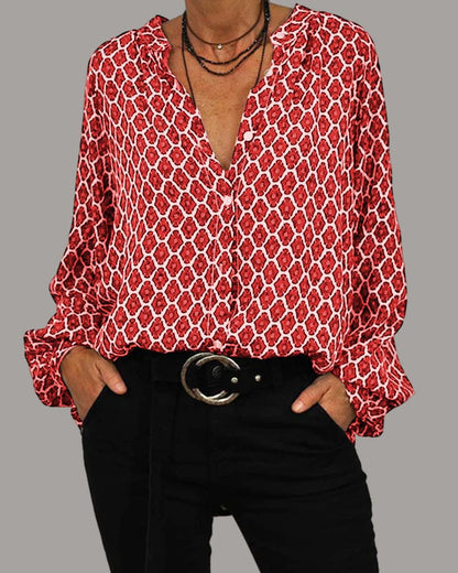 Cleo | Boho Chic V-Ausschnitt Bluse Frühling
