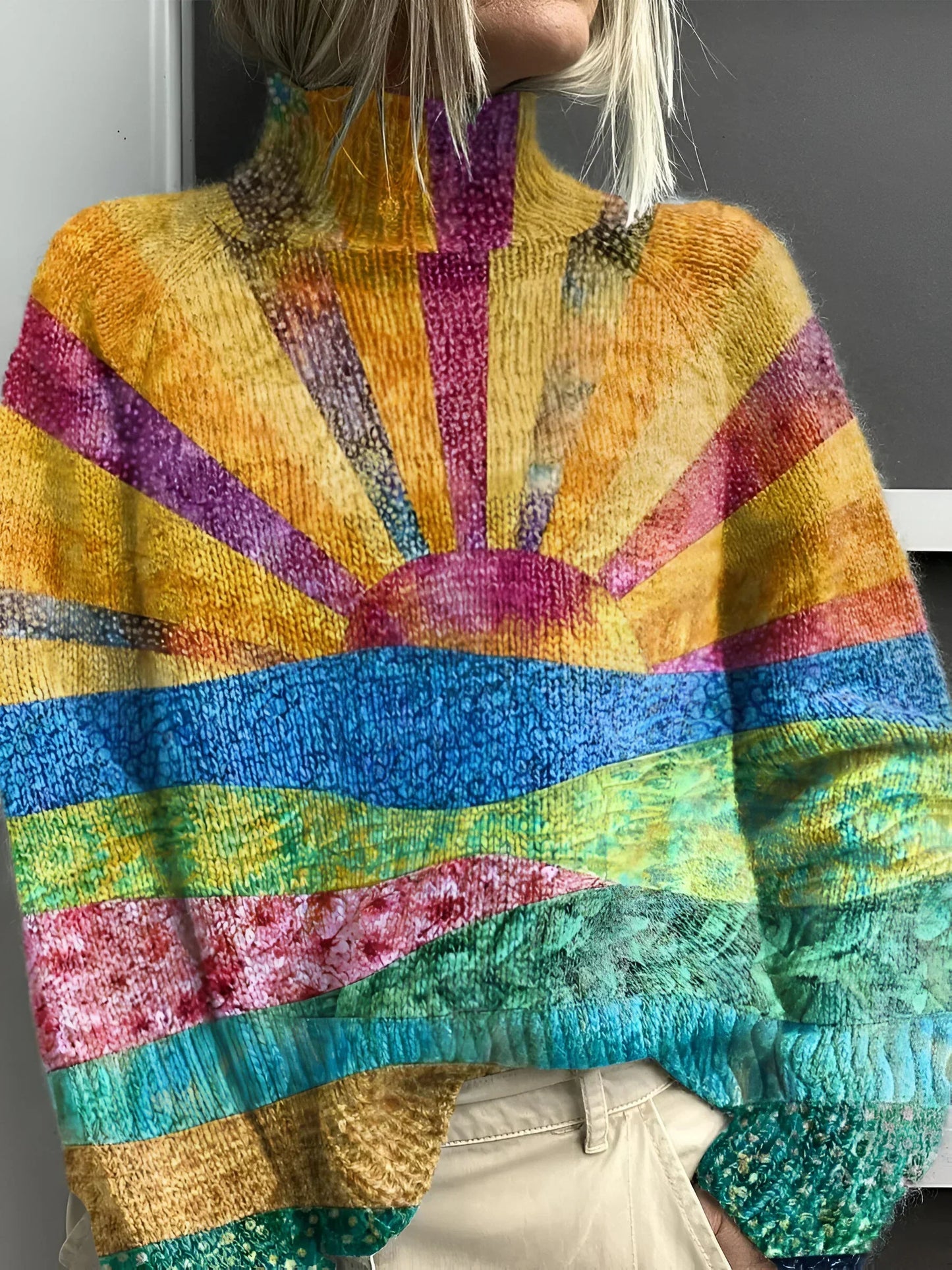 Taryn™ | Fröhlicher mehrfarbiger Rollkragenpullover