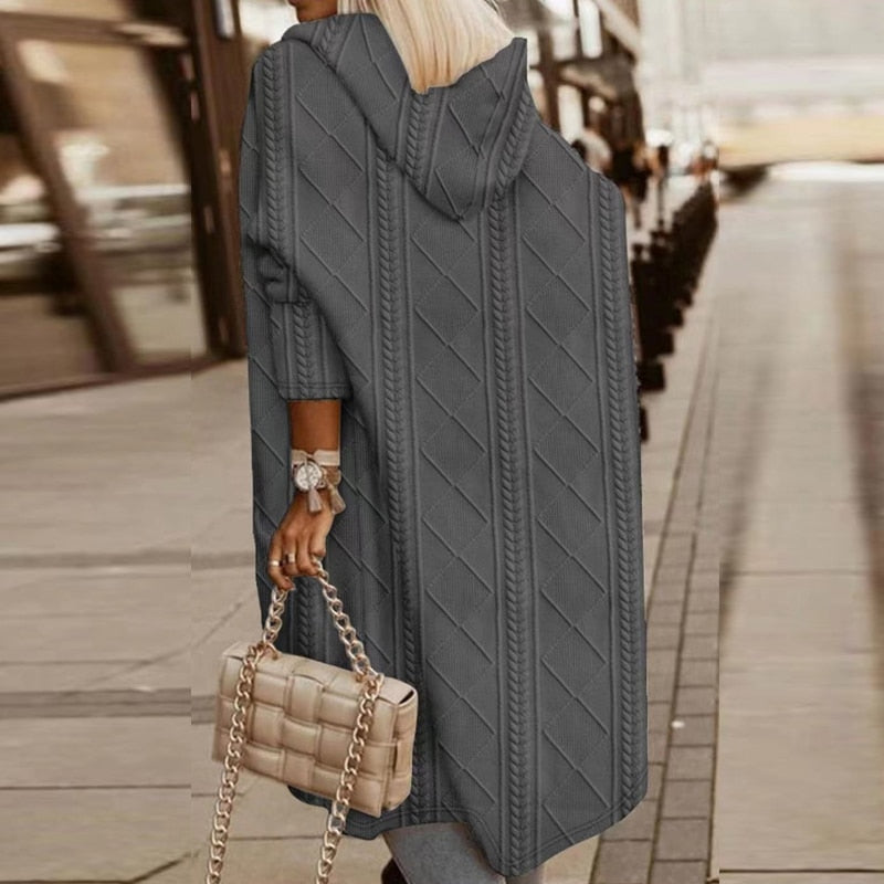 Jansen™ | Lange Strickjacke mit Kapuze